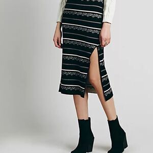Free People slit pencil skirt in nordic stripe